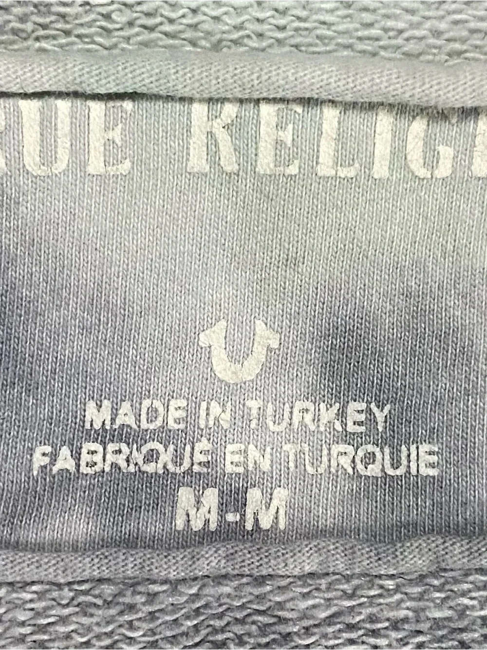 True Religion Mens M Gray Tie Dye Acid Wash Logo Crewneck Sweatshirt Fleece